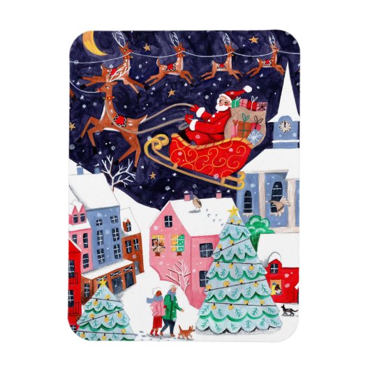 Kerstnacht Dorps Kerstkaart Magneet (Verticaal)