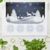 Kerstnacht Fairy Tale Fantasy Snowy Forest Po Theedoek (Gevouwen)