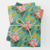 Kerstnacht Finse hutten, bomen en schieten Inpakpapier Vel (In situ)