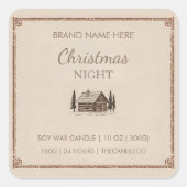 Kerstnacht  hut | rustieke kaars vierkante sticker (Voorkant)