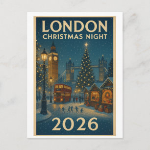 Kerstnacht in Londen 2026 Briefkaart