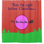 Kerstnacht Kerstman Sleigh Roze-Paarse Maan Douchegordijn (Voorkant)