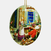 Kerstnacht Kerstmis met Kerstmis Keramisch Ornament (Rechts)