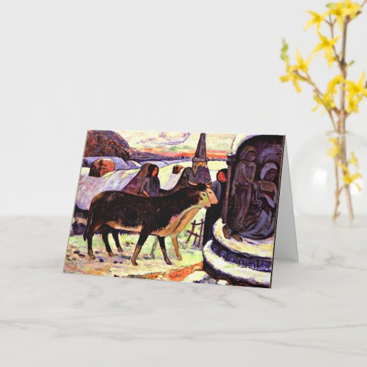 Kerstnacht, kunstschilderij van Gauguin Kaart (Gele Bloem)