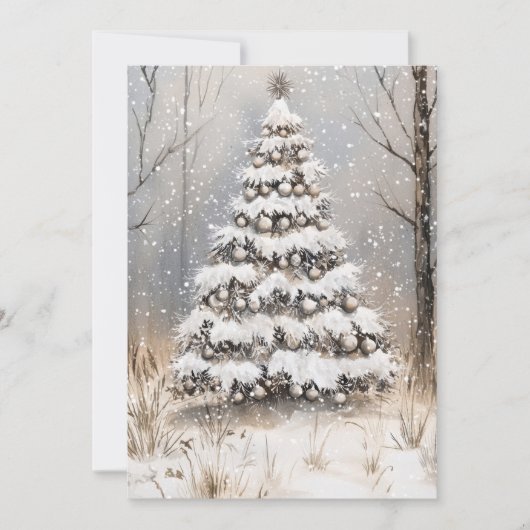 Kerstnacht met Sneeuw Feestdagenkaart (Voorkant)