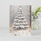 Kerstnacht met Sneeuw Feestdagenkaart (Staand voorkant)
