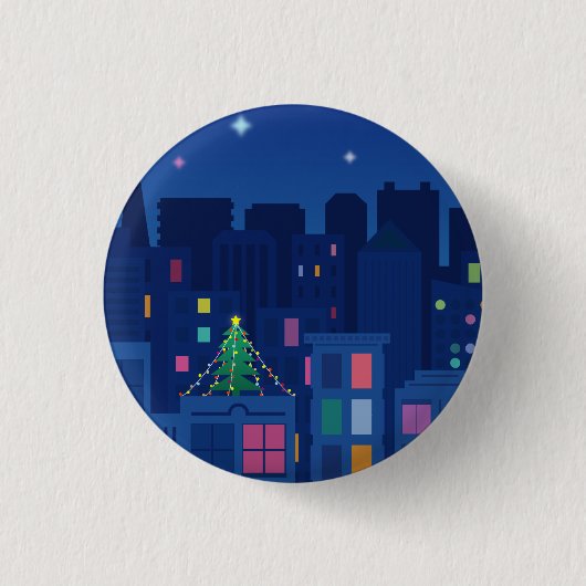 Kerstnacht Ronde Button 3,2 Cm (Voorkant)