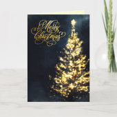 Kerstnacht Sky Lit Tree Feestdagen Kaart (Voorkant)