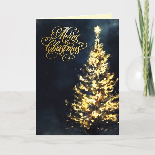 Kerstnacht Sky Lit Tree Feestdagen Kaart (Voorkant)