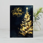 Kerstnacht Sky Lit Tree Folie Feestdagenkaart (Staand Voorkant)