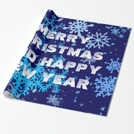 Kerstnacht Snowfall Cadeaupapier (Uitgerold)