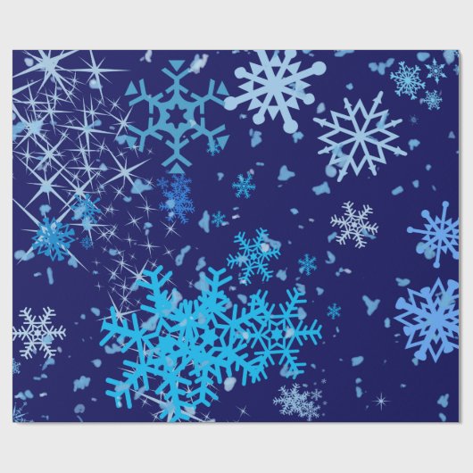 Kerstnacht Snowfall Cadeaupapier (Vlak)