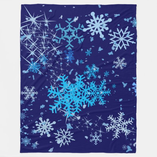 Kerstnacht Snowfall Fleece Deken (Voorkant)