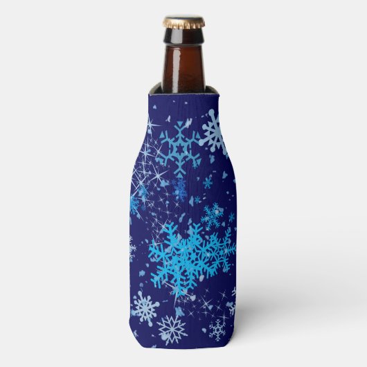 Kerstnacht Snowfall Flesjeskoeler (Fles Voorkant)