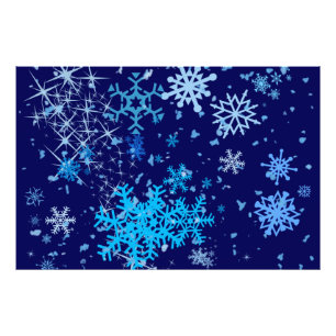 Kerstnacht Snowfall Foto Afdruk