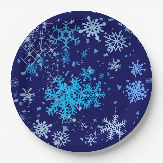 Kerstnacht Snowfall Papieren Bordje (Voorkant)