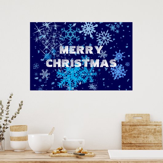 Kerstnacht Snowfall Poster (Keuken)