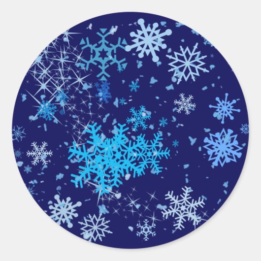 Kerstnacht Snowfall Ronde Sticker (Voorkant)