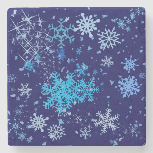 Kerstnacht Snowfall Stenen Onderzetter (Voorkant)