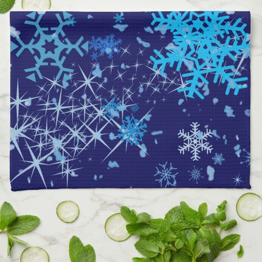 Kerstnacht Snowfall Theedoek (Gevouwen)