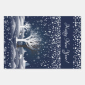 Kerstnacht Sprookje. Fantasie Bos, Sneeuw Inpakpapier Vel (Voorkant)