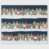Kerstnacht - stadssneeuwval cadeaupapier (Vlak)