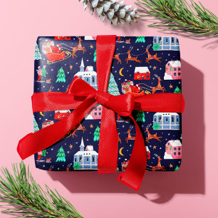 Kerstnacht van Sinterklaas & rendieren Noordse dor Cadeaupapier