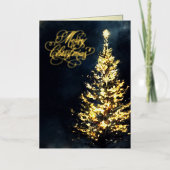 Kerstnacht verlichte boom folie feestdagenkaart (Voorkant)