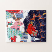 Kerstnacht voor Kerstmis Dorp  Legpuzzel (Horizontaal)