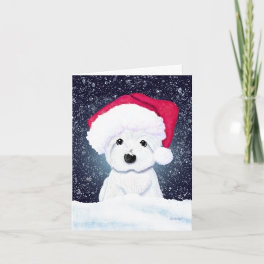 Kerstnacht Westie Kaart (Voorkant)