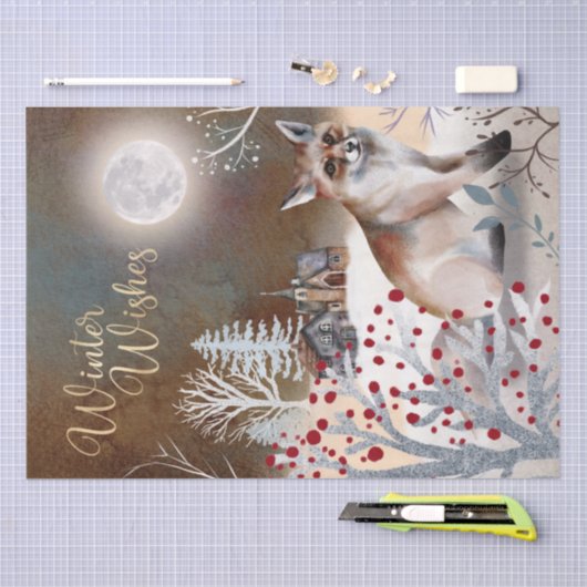 Kerstnacht Winter Fox Tissuepapier (Craft)