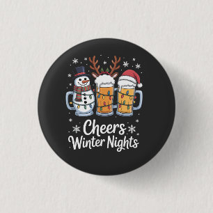 Kerstnachtbiertjes Sneeuwman Bierliefhebbers  Ronde Button 3,2 Cm