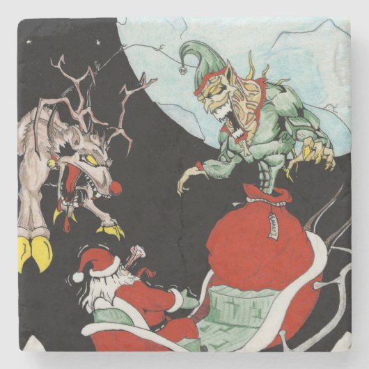 Kerstnachtmerrie Onderzetter met marmer Stone (Voorkant)