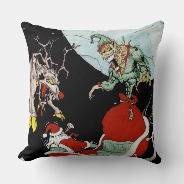 Kerstnachtmerrie Polyester Sierkussen (Voorkant)