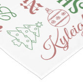 Kerstnamen en Ornamenten Witte Tafelloper (Hoek)