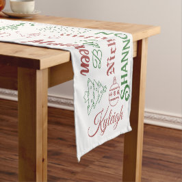 Kerstnamen en Ornamenten Witte Tafelloper