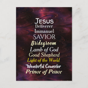 Kerstnamen van Jezus Feestdagenkaart