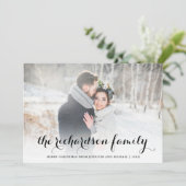 Kerstnamen | Zwart-wit met foto Feestdagenkaart (Staand voorkant)