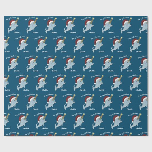 KerstNarwhal Cadeaupapier (Vlak)