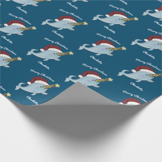 KerstNarwhal Cadeaupapier (Hoek)