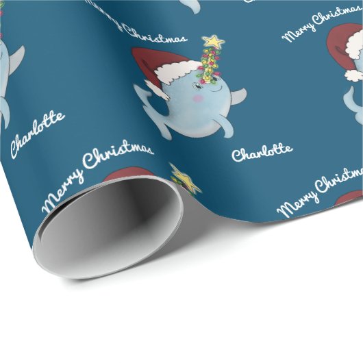 KerstNarwhal Cadeaupapier (Rol Hoek)