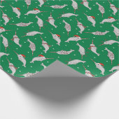 KerstNarwhal groen Cadeaupapier (Hoek)