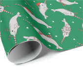 KerstNarwhal groen Cadeaupapier (Rol Hoek)
