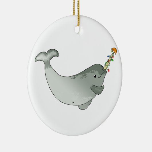 KerstNarwhal-versiering (rond) Keramisch Ornament (Rechts)