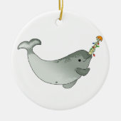 KerstNarwhal-versiering (rond) Keramisch Ornament (Voorkant)