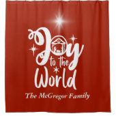 Kerstnatinativiteit Joeit tot de Wereld Rood en Wi Douchegordijn (Voorkant)