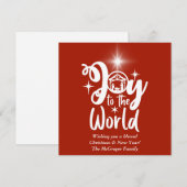 Kerstnatinativiteit Joeit tot de Wereld Rood en Wi Feestdagenkaart (Voorkant / Achterkant)