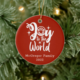 Kerstnatinativiteit Joeit tot de Wereld Rood en Wi Keramisch Ornament