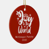 Kerstnatinativiteit Joeit tot de Wereld Rood en Wi Keramisch Ornament (Rechts)