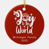 Kerstnatinativiteit Joeit tot de Wereld Rood en Wi Keramisch Ornament (Voorkant)